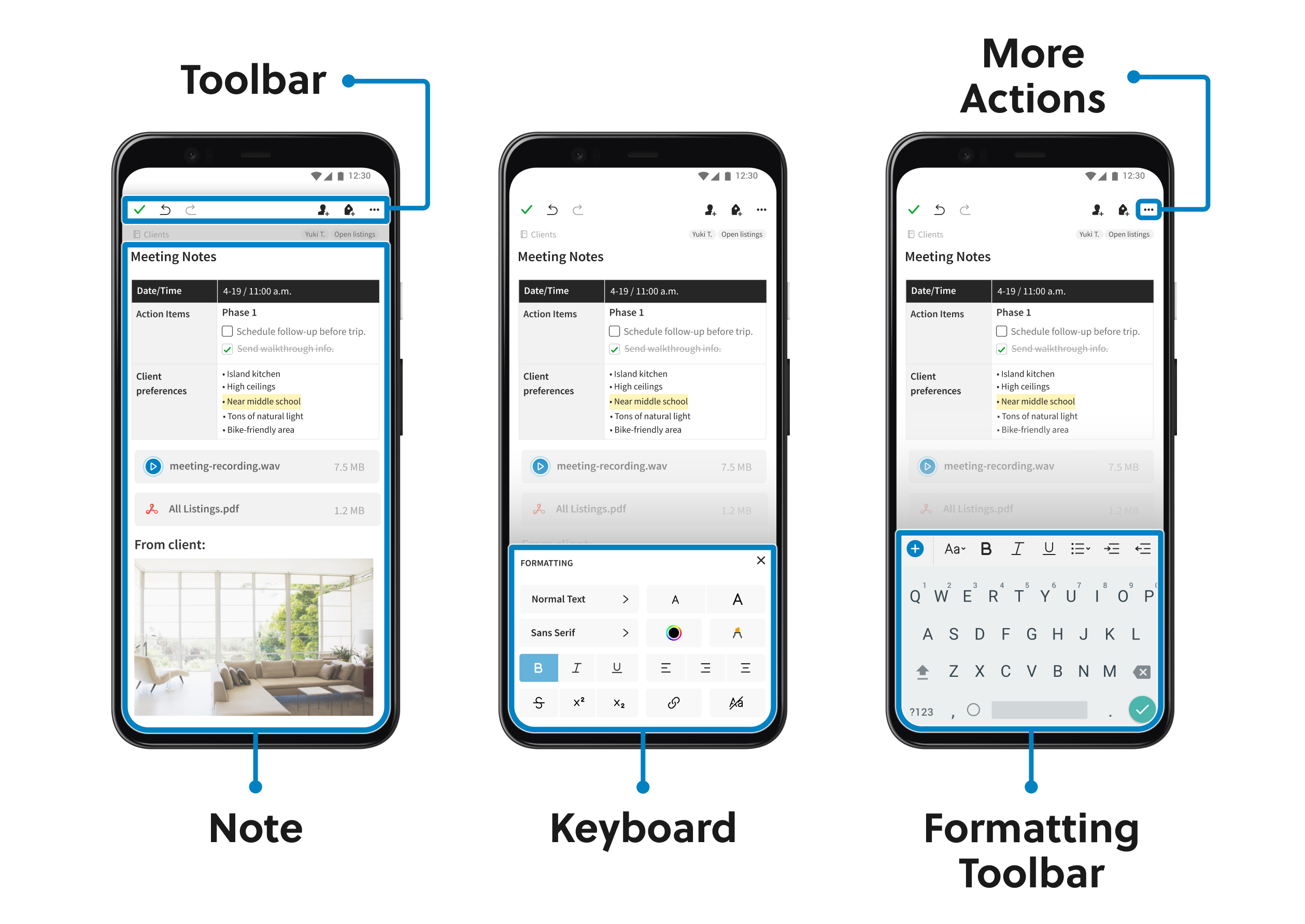 Diagram of Evernote for Android interface
