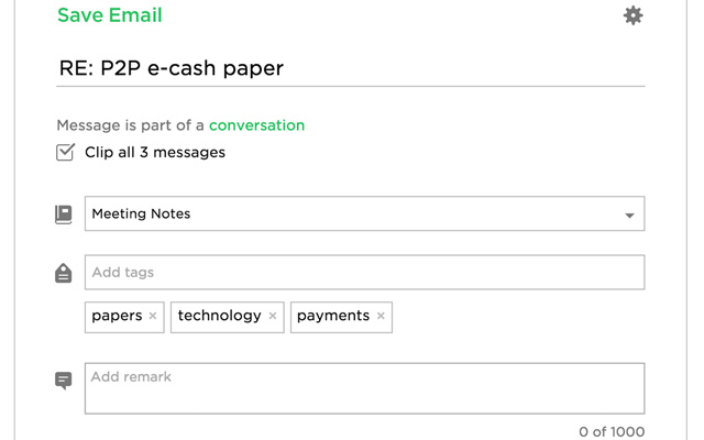 Add tags to Outlook emails saved to Evernote