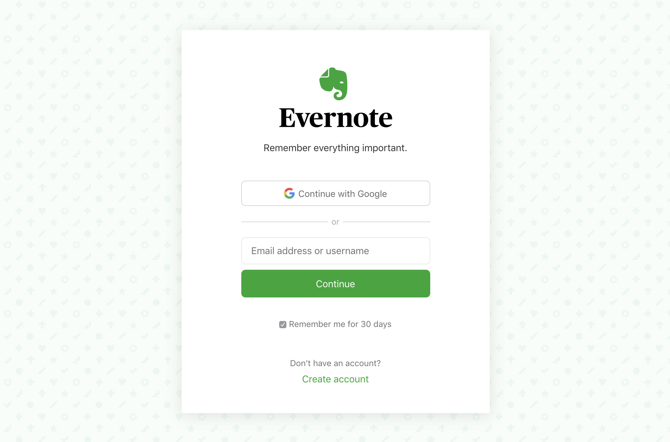 evernote sign in