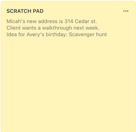 Scratch pad widget