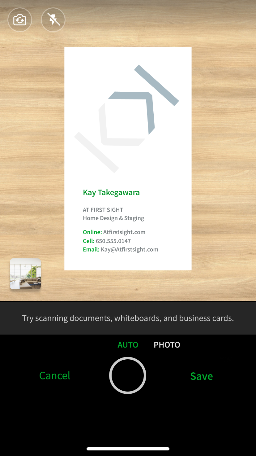 Phone with scanned business card