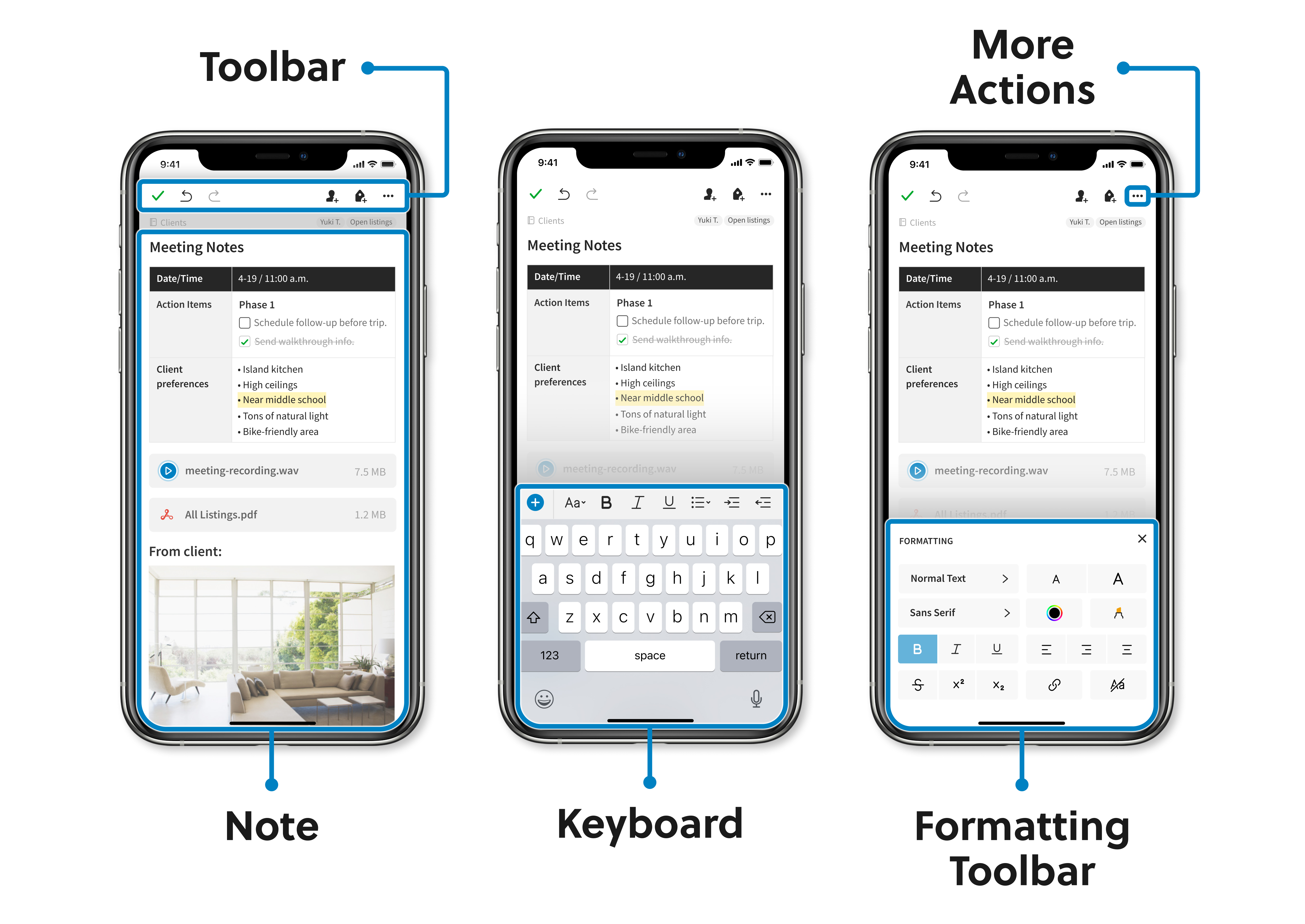 Diagram of Evernote for iOS interface