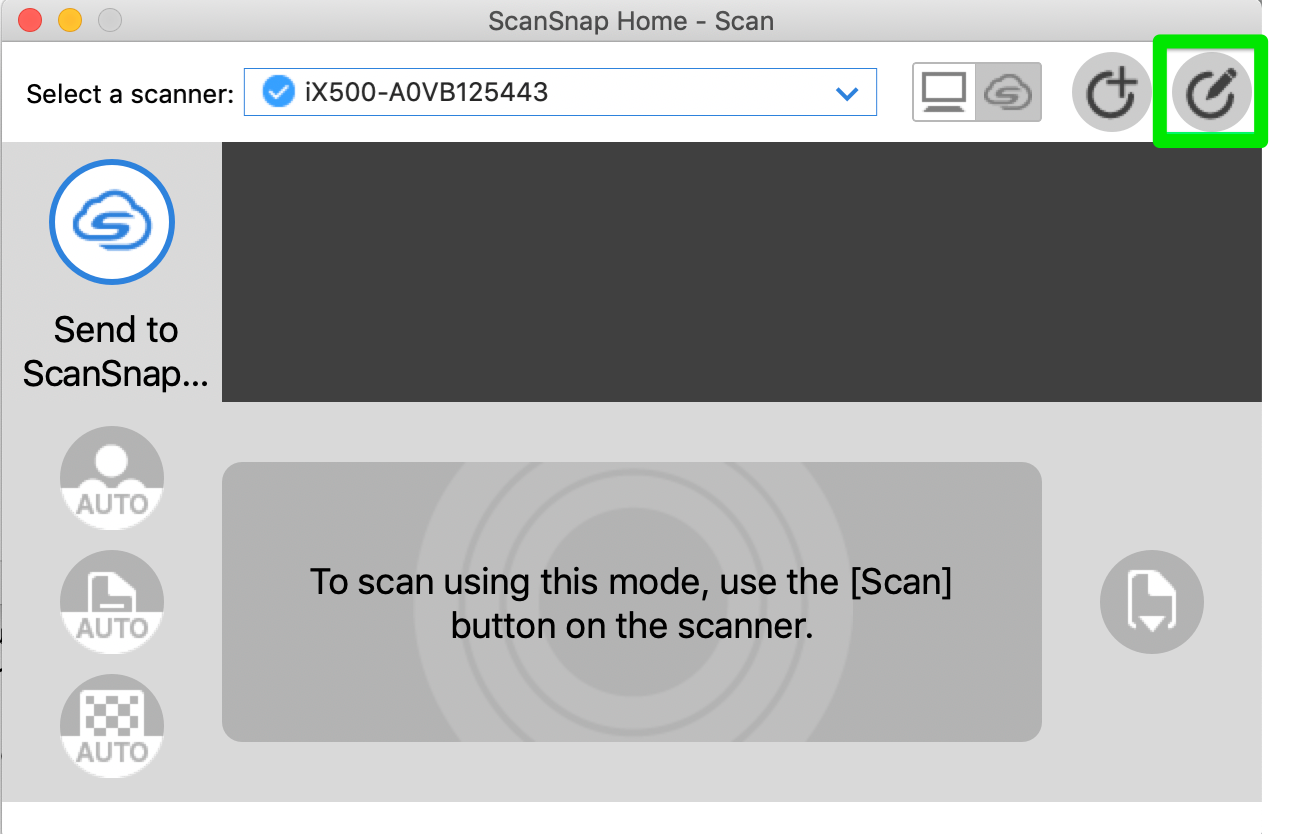 ScanSnap Home 'Edit Profile' screen