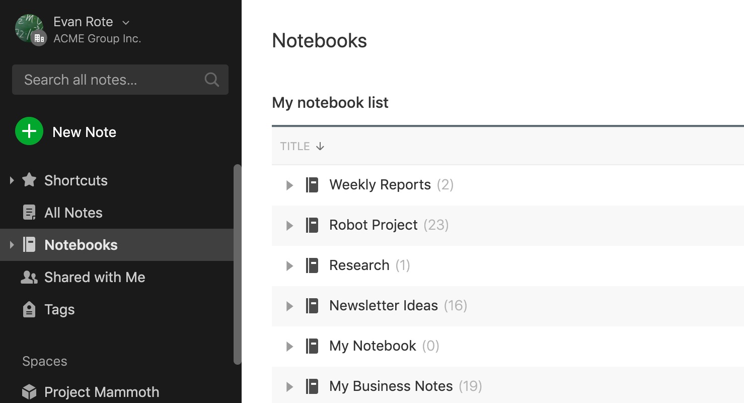 Organize with notebooks